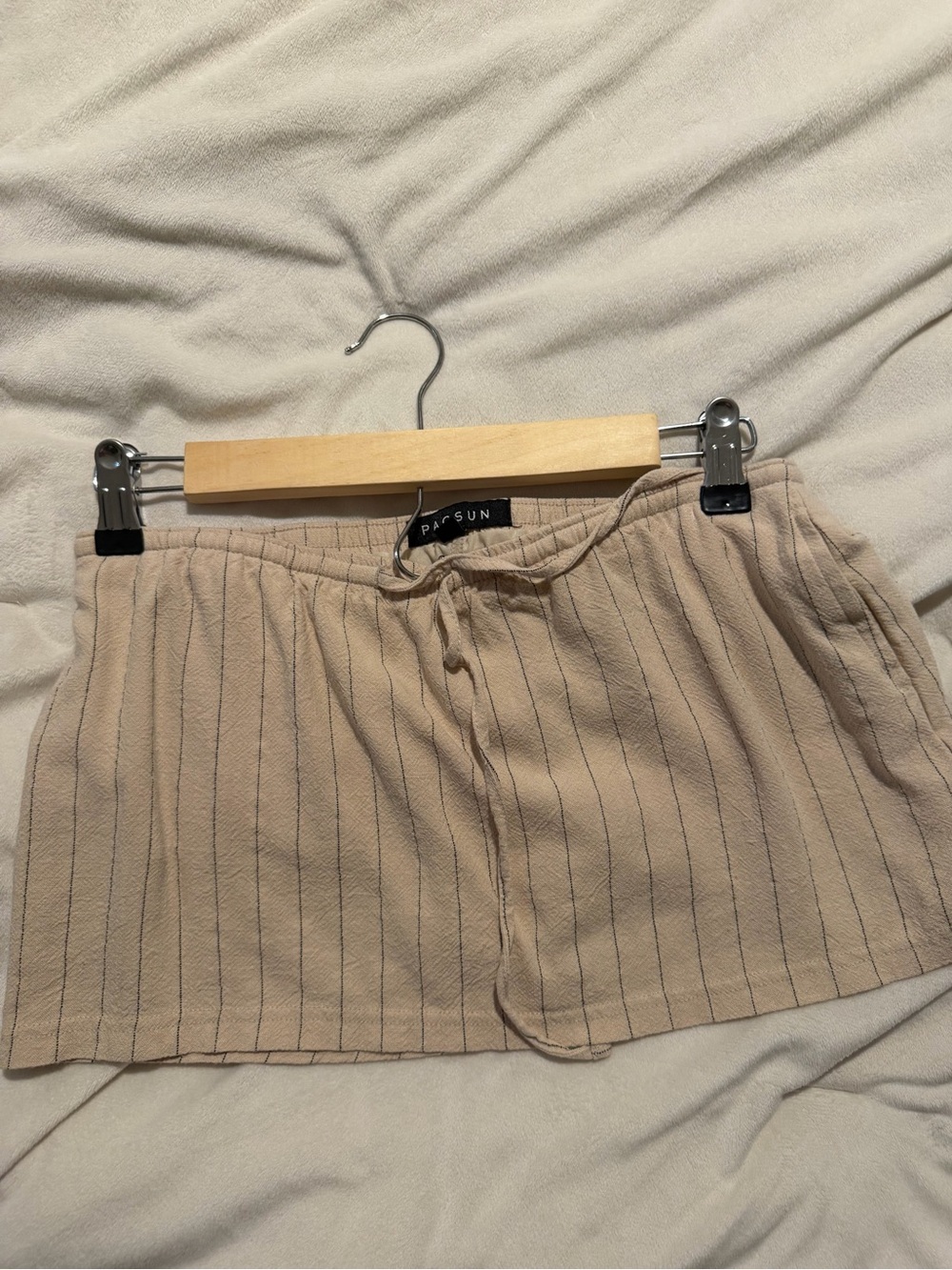 PacSun Beige Pinstripe Drawstring Skort